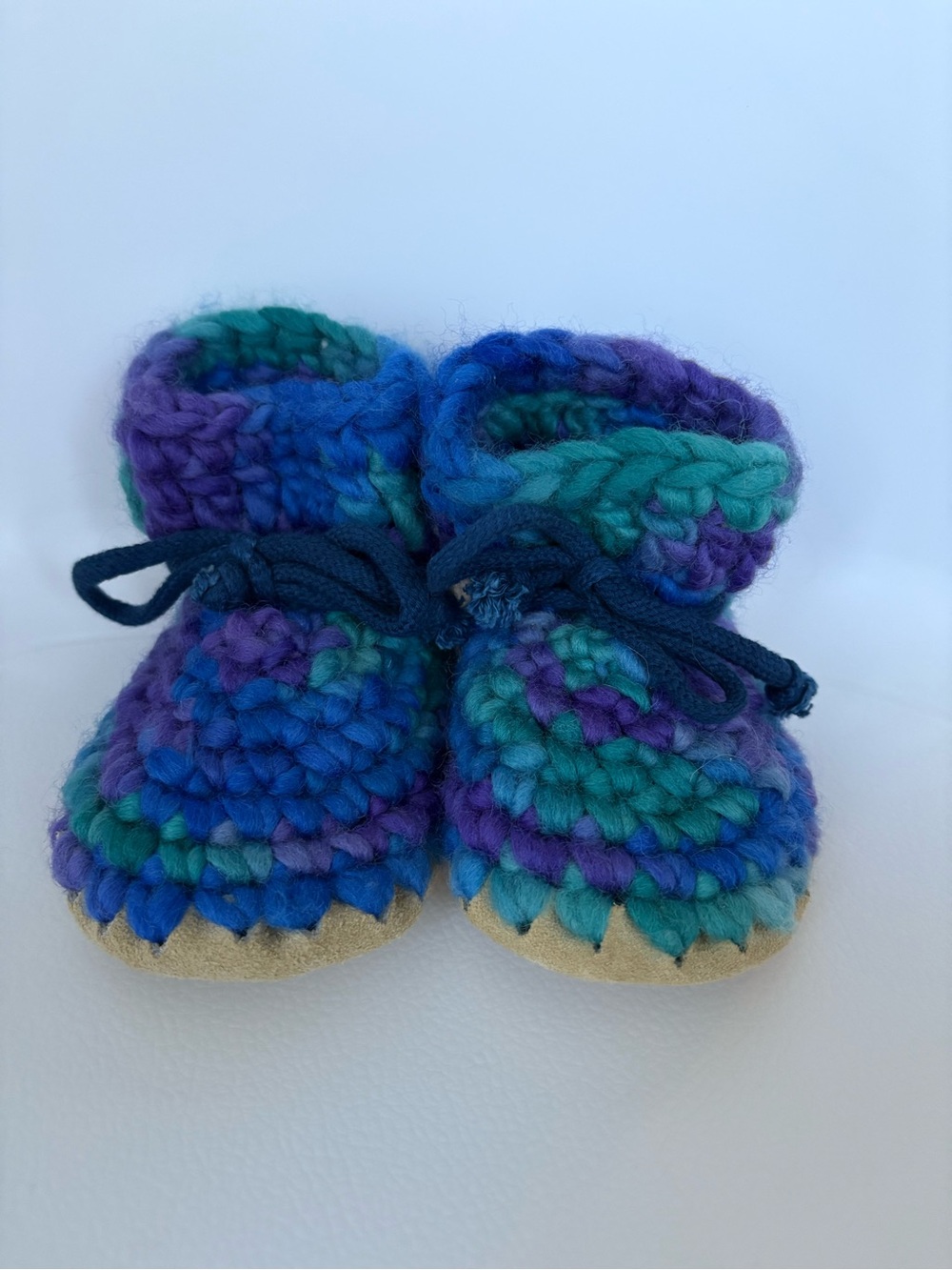 Padraig Wool Knit Booties - Blue Green Purple